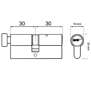 CILINDRO SEGURIDAD POMO CS06 LEVA15 LATON 33 17 60 LARGA LATON 1 