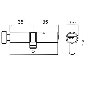 CILINDRO SEGURIDAD POMO CS06 LEVA15 LATON 33 17 70 LARGA LATON 1 