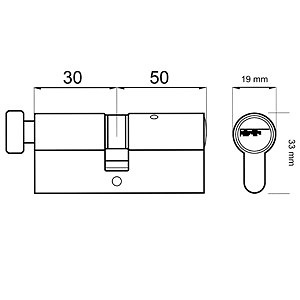 CILINDRO SEGURIDAD POMO CS06 LEVA15 LATON 33 17 80 LARGA LATON 1 