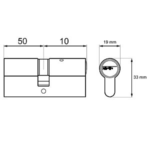 CILINDRO SERRETA CS03 LEVA15 LATON 33 17 60 LARGA LATON 1 