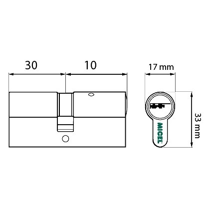 CILINDRO SERRETA CS03 LLAVES IGUALES LEVA 13 LATON 33 17 40 LARGA LATON 1 