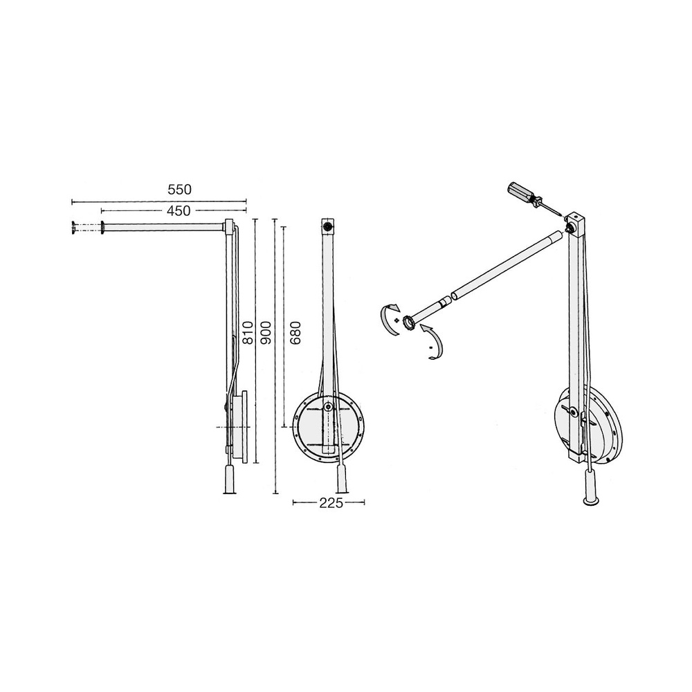 COLGADOR BARRA PERCHA BASCULANTE DE 1 BRAZO Y CON MANO 12KG 