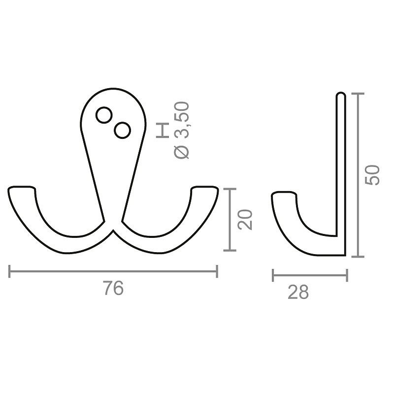 COLGADOR DOBLE PER21 50x76mm 