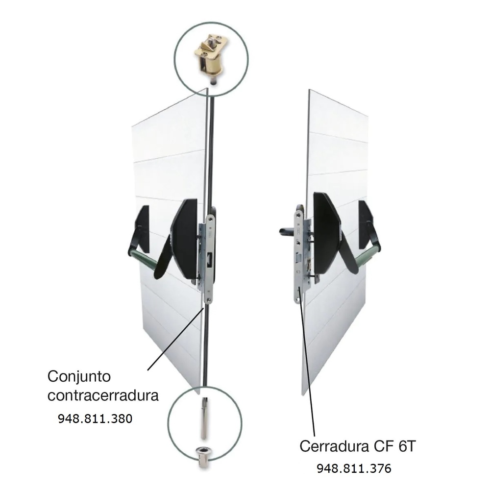CONJUNTO CONTRA CERRADURA + BLOQUEO + VARILLAS REVERSIBLE 