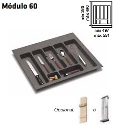 CUBERTERO ALBERTI ADAPTABLE DE PLASTICO ANTRACITA Y ACCESORIOS CUBERTERO mín 497 / máx 551 600 MM GRIS mín 390 / máx 490 PLASTICO 