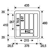 CUBERTERO CBT01 GRIS 50 435 CUBERTERO CBT1 500/435x480mm GR 480 ABS 1 