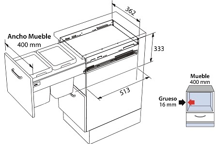 CUBO RECICLADO RESIDUOS 26 2X13 LITROS 