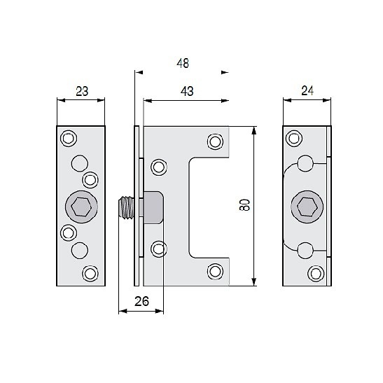 ENGANCHE LARGUERO CAMA SMR04 80mm ZINCADO 