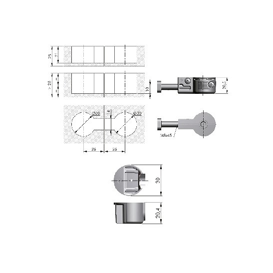 ENSAMBLE ENCIMERA ENS01 M8x48mm BLANCO 