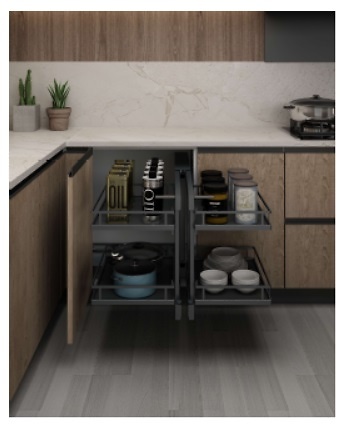 ESQUINERO MAGIC CORNER REVERSIBLE ALT.580X680X470 VARILLA TITANIUM GREY 