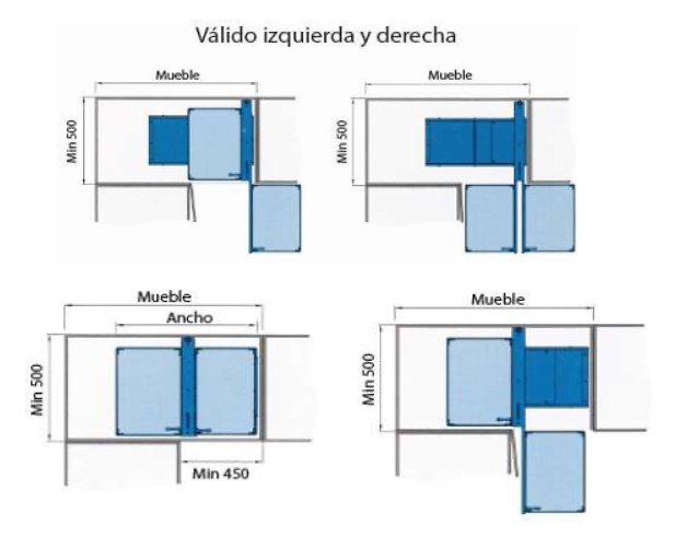 ESQUINERO MAGIC CORNER REVERSIBLE ALT.580X680X470 VARILLA TITANIUM GREY 