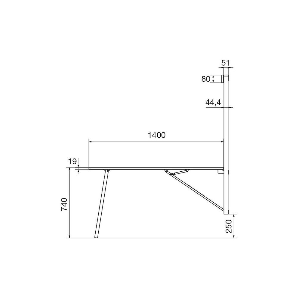 ESTRUCTURA PARA MESA AUXILIAR ABATIBLE SOBREPUESTA 