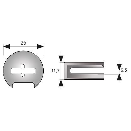 EXCENTRICA 25 EX07 11,7x6,5mm ZAMAK ZAMAK NATURAL 11,7 25 25 ZAMAK 100 