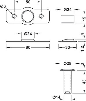 FANTOM TOPE Y RETENEDOR OCULTO MAGNETICO PARA PUERTAS 