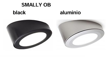 FOCO LED SMALLY OB OBLICUO SOBREPONER LUZ HOMOGENEA PLATA MATE Y NEGRO A 12V 