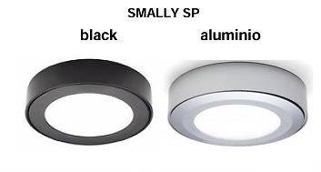 FOCO LED SMALLY SOBREPONER LUZ HOMOGENEA PLATA MATE Y NEGRO A 12V 