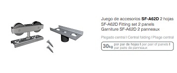 FOLD TIMBER PUERTAS DE PASO PLEGABLE 30 KG JUEGO ACCESORIOS 2 HOJAS MIN,32 MM PLEGADO CENTRAL SF-A62D 30 kg 