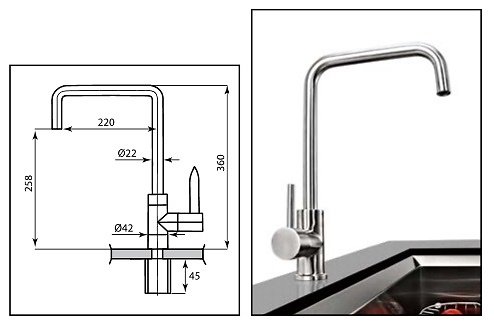 GRIFO COCINA INOX QUBIK 