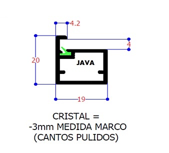 JAVA KIT VITRINA ALUMINIO MECANIZADA 