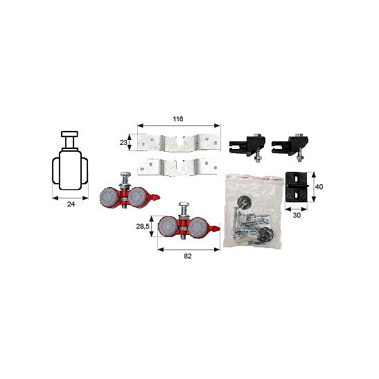 JUEGO ACCESORIOS PUERTA MADERA PCR08 80kgs 