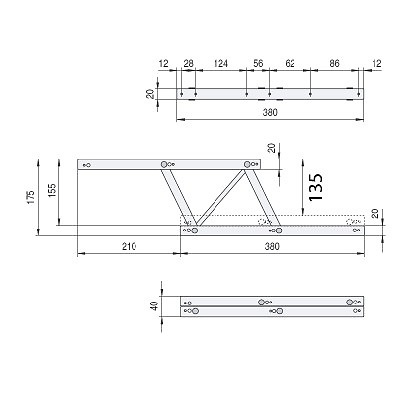 JUEGO BISAGRA ELEVABLE BS26 GRIS 22 40 380 ACERO 1 