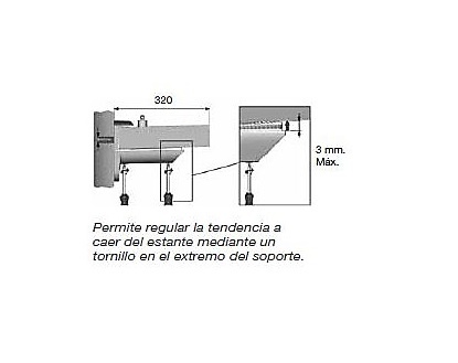 JUEGO SOPORTE BALDA KAIMAN MAXI CON REGULACIÓN DE NIVEL REGULABLE EN EL EXTREMO 39 A 73 MM 