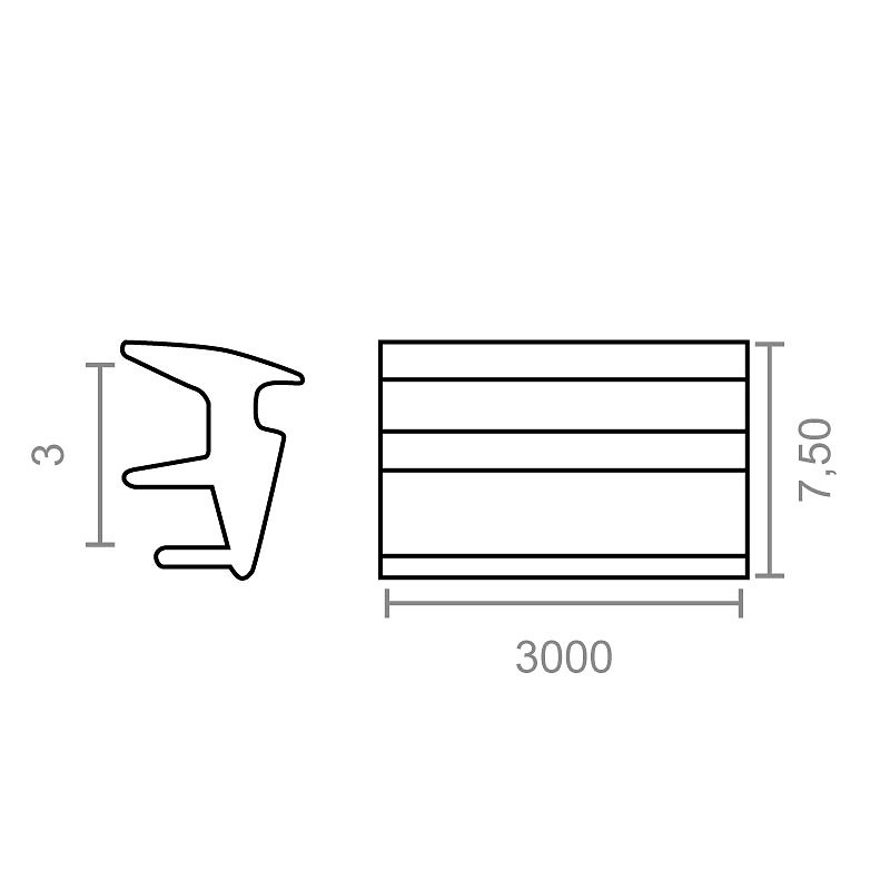 JUNTA VENTANA 6869 HUECO 3mm NEGRO 