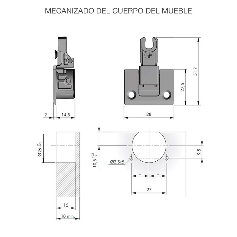 KIMANA BISAGRA MUEBLE BAR PUERTAS ASCENDENTE O DESCENDENTE 