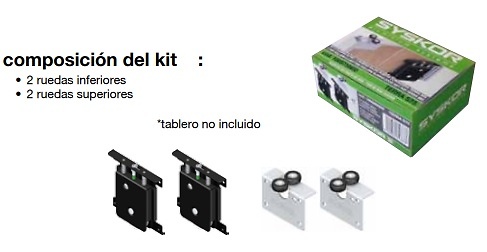 KIT 2 RUEDAS ALTAS+ 2 RUEDAS BAJAS PUERTA CORREDERA TERRA 85 