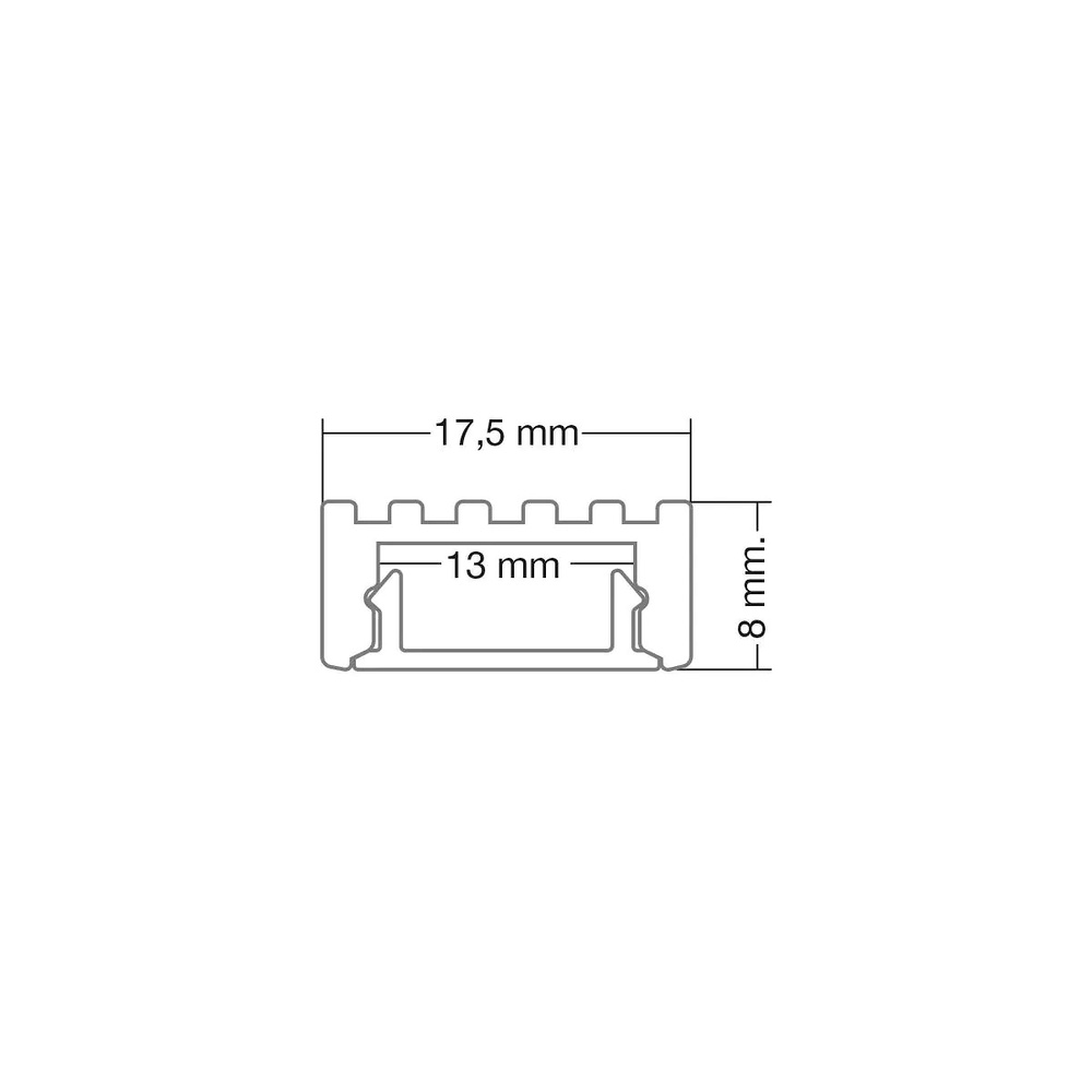 KIT PERFIL SOBREPUESTO PARA LED CON DIFUSOR HASTA 15W CROMO MATE 