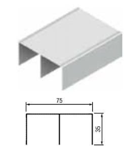 KIT PERFILES GUIA SUPERIOR+INFERIOR 2 CARRILES PARA TIRADOR TERRA BASIC 75 ARMARIO EMPOTRADO 