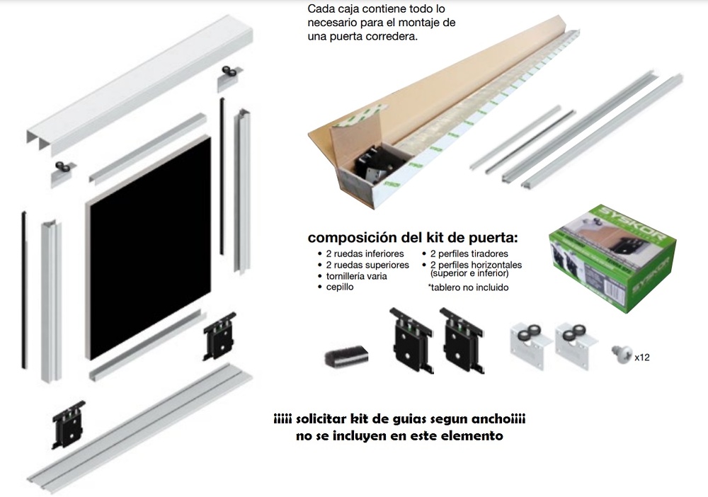 KIT PERFILES TIRADOR PARA ARMARIO EMPOTRADOS TERRA 85 KP-TR16MIN PARA TABLERO 16MM 