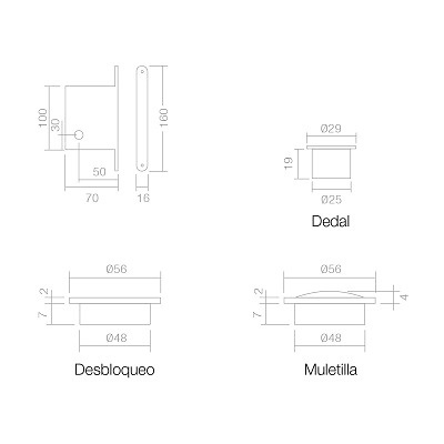 KIT PUERTA CORREDERA CERRADURA MULETILLA+DEDAL NIKO EKO CUADRADO 