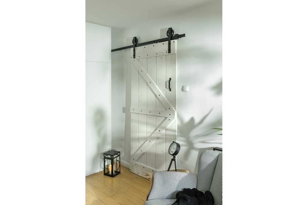 KIT PUERTA CORREDERA RUSTICO LOFT 200 MM SOFT NEGRO 100 KG 