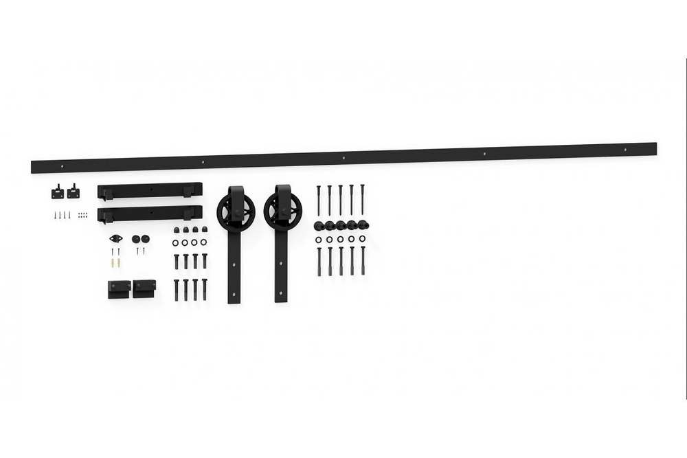 KIT PUERTA CORREDERA RUSTICO LOFT 200 MM SOFT NEGRO 100 KG 