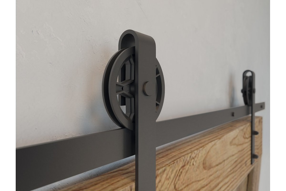 KIT PUERTA CORREDERA RUSTICO LOFT 200 MM SOFT NEGRO 100 KG 