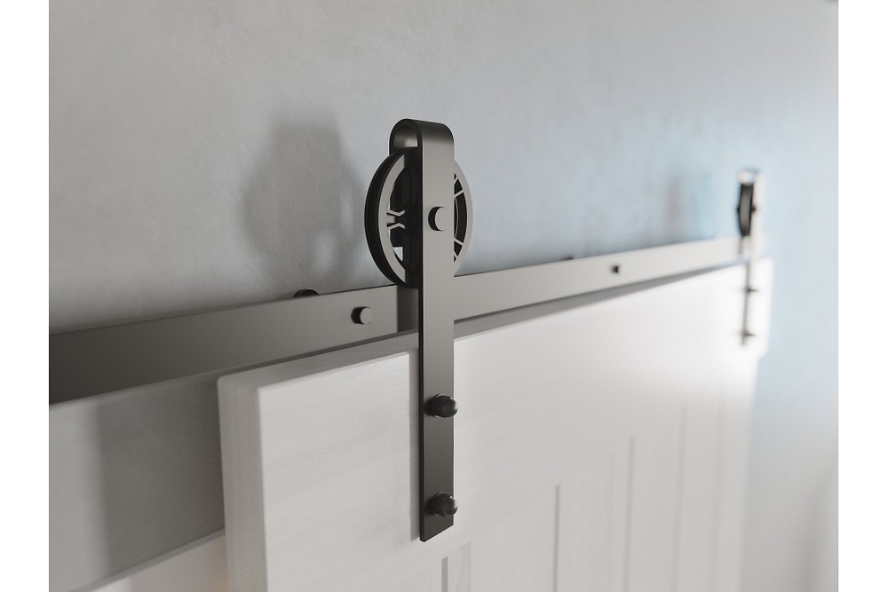 KIT PUERTA CORREDERA RUSTICO LOFT 200 MM SOFT NEGRO 100 KG 