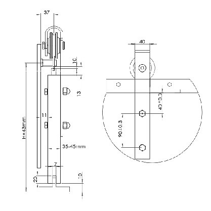 KIT PUERTA CORREDERA RUSTICO PCR01 NIQUEL SATINADO 63 70 2000 ACERO 1 80 KGS 