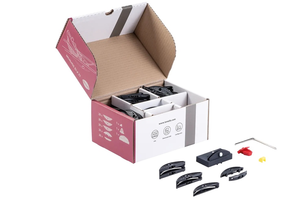 LAMELLO CLAMEX LC P-16 PARA PANEL LIGERO 20 uds. LC P-16x11 20 uds. LC P-16x17 20 uds. LC P-16x22 20 pares de Clamex P-14/10 1 ud. clip de posicionamiento 1 ud. Clamex P plantilla perforación, hoja intercambiable P-16 1 ud. pieza de ajuste de profundidad 2 mm 1 llave hexagonal, SW 4 mm, 75x55 mm 16/22/27 MM MINIMO LC P-16 