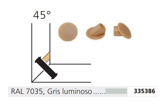 LAMELLO TAPONES UNION CLAMEX 45º Y 90º RAL GRIS LUMINOSO 7035 Z 45º 100unid 