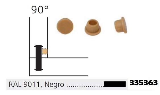 LAMELLO TAPONES UNION CLAMEX 45º Y 90º RAL NEGRO 9011 Z 90º 500 unid. 