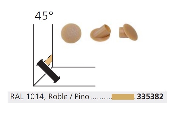 LAMELLO TAPONES UNION CLAMEX 45º Y 90º RAL ROBLE/PINO 1014 Z 45º 100unid 