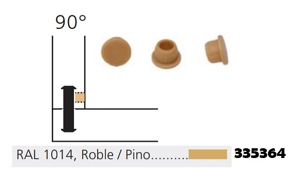 LAMELLO TAPONES UNION CLAMEX 45º Y 90º RAL ROBLE/PINO 1014 Z 90º 500 unid. 