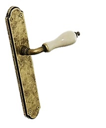 MANILLAS MOD. PINO ZAMAK/PORCELANA PORCELANA CRAQUELE BEIGE/BRONCE ENVEJECIDO porcelanacraquelebeige 245x44mm 
