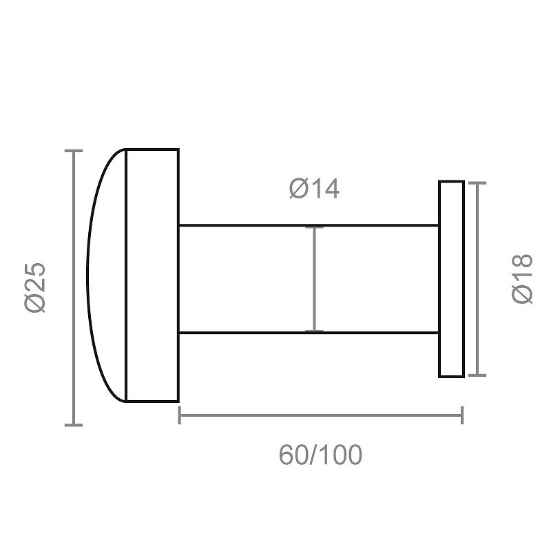 MIRILLA 14mm 180º MR01 LATONADO 2,5 70 25 ZAMAK 1 