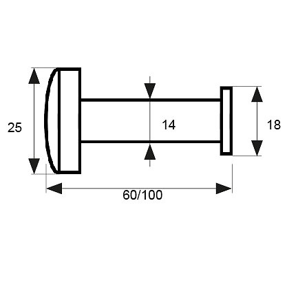 MIRILLA 14mm 180º MR01 LATONADO 2,5 70 25 ZAMAK 12 