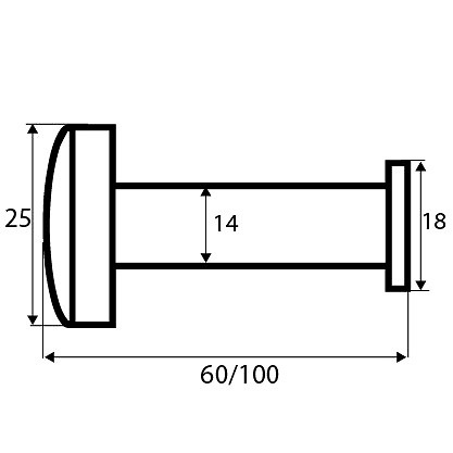 MIRILLA 14mm 180º MR01 NIQUEL SATINADO 2,5 25 70 ZAMAK 12 