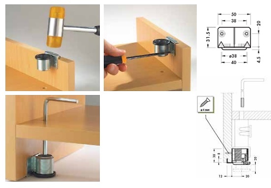 NIVELADOR PARA MUEBLE JUSTIN LATERAL CLAVABLE 