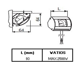 ORY ENCHUFE AUXILIAR PARA REGLETA 1 TT 93 MM 