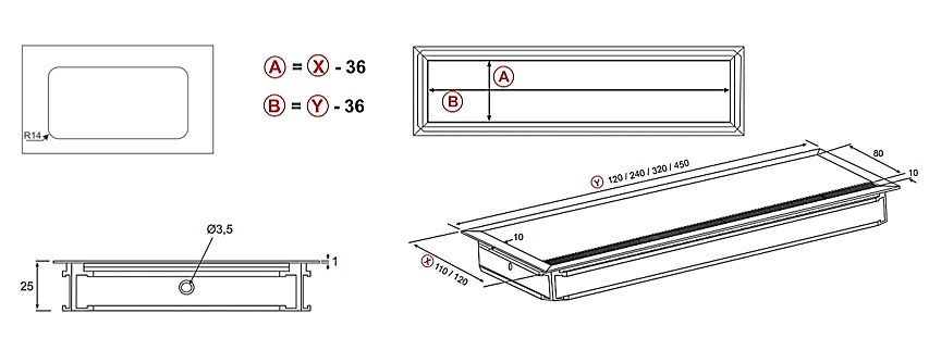 PASACABLES EXIT G-14 S ALUMINIO SOFT CLOSE 